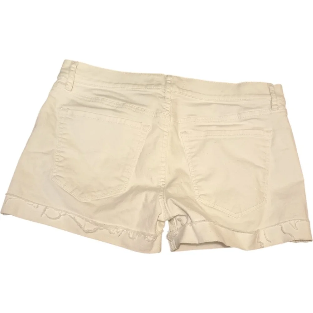 Loft Women's White‎ Cotton Blend Low Rise Raw Hem Cuffed Jean Shorts Size 26/2